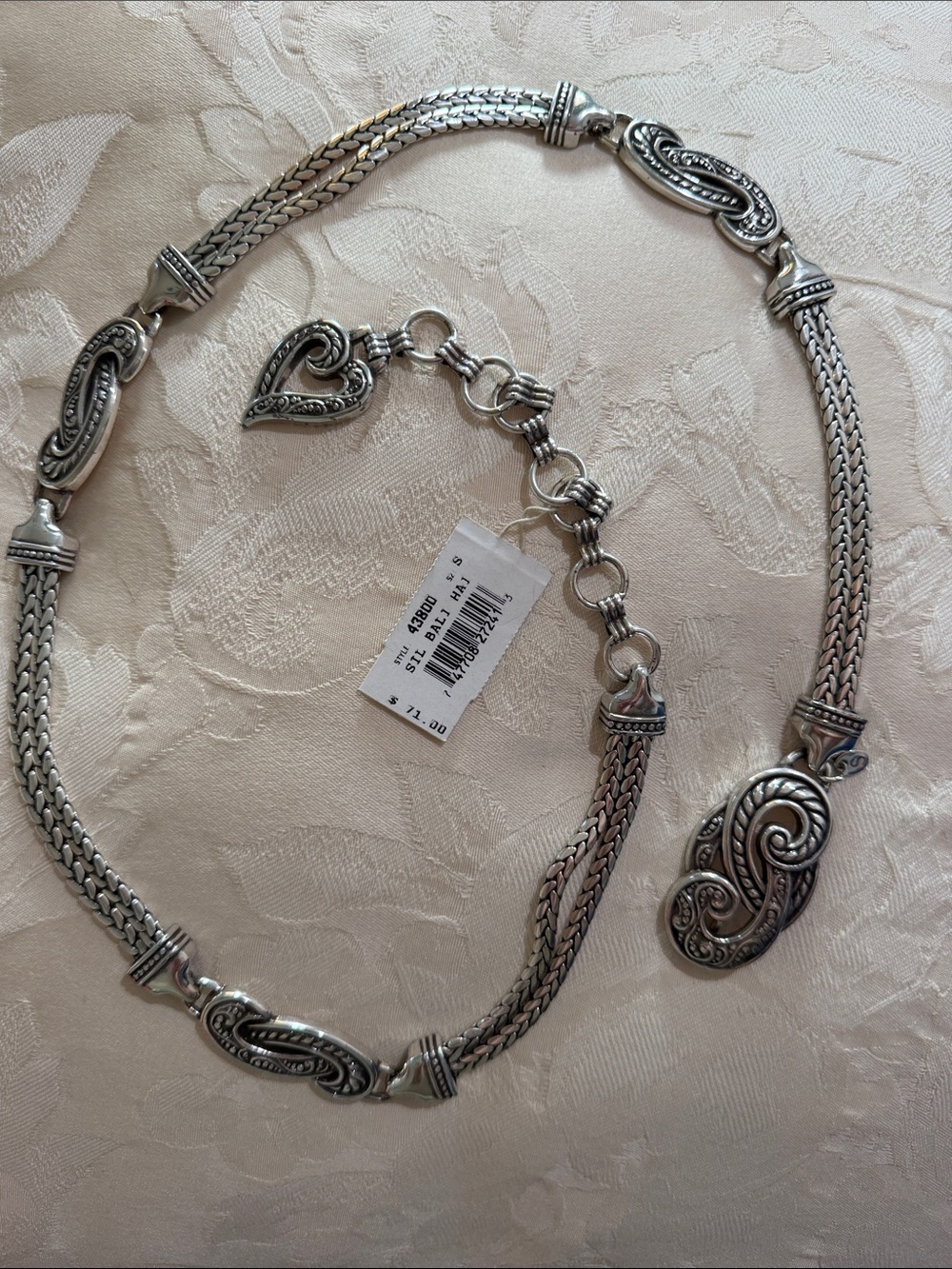 Brighton Silver Braided Charm Chain Belt